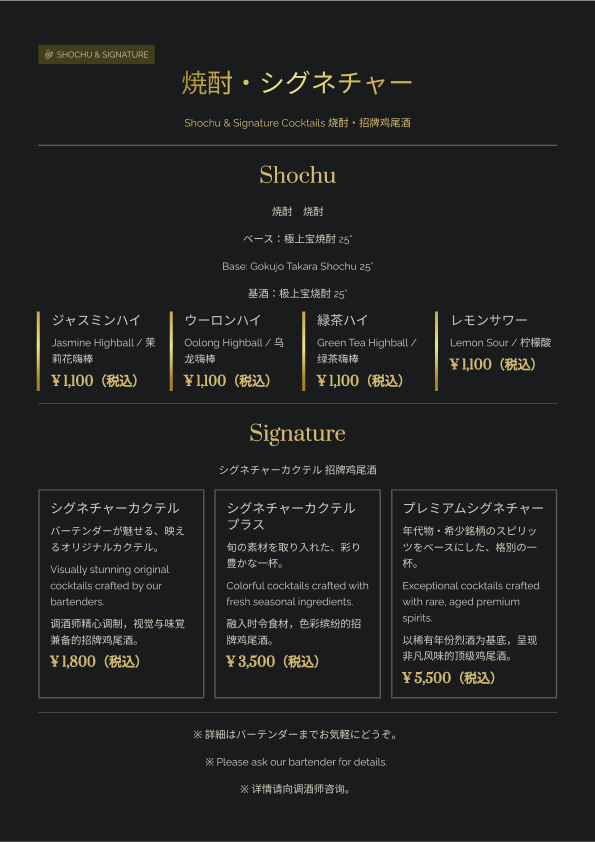 ドリンクメニュー 1